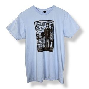 Graphic Tee Mark Twain Quote Gentleman Banjo Short Sleeve Blue Size Medium Funny